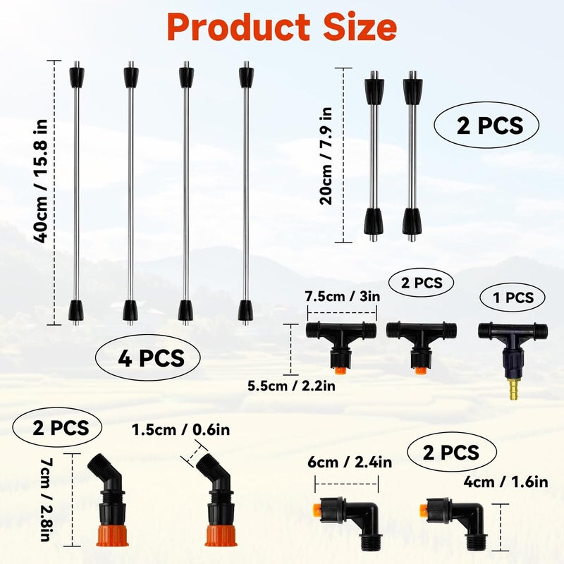 JINIOHEE 4 Nozzles Metel Boom Wand with 1/4" and 3/8" Brass Fitting, Sprayer Boom Equipped with Two Types Nozzles, Durable Metal Rods, Wide-Coverage Agricultural & Lawn Spray Attachment for Tractors/UTVs - Image 3